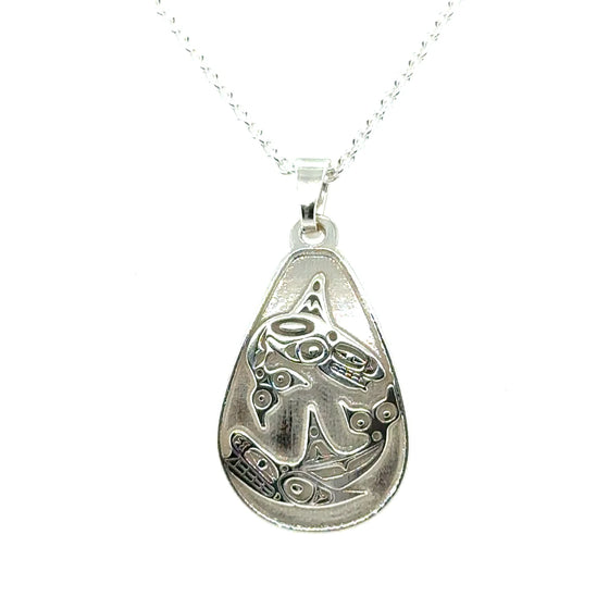 Pendant - Sterling Silver - Teardrop - Orcas - Small - 25mm