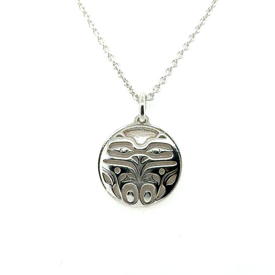 Eagle Front Pendant - Sterling Silver - Round - Mini - 15mm