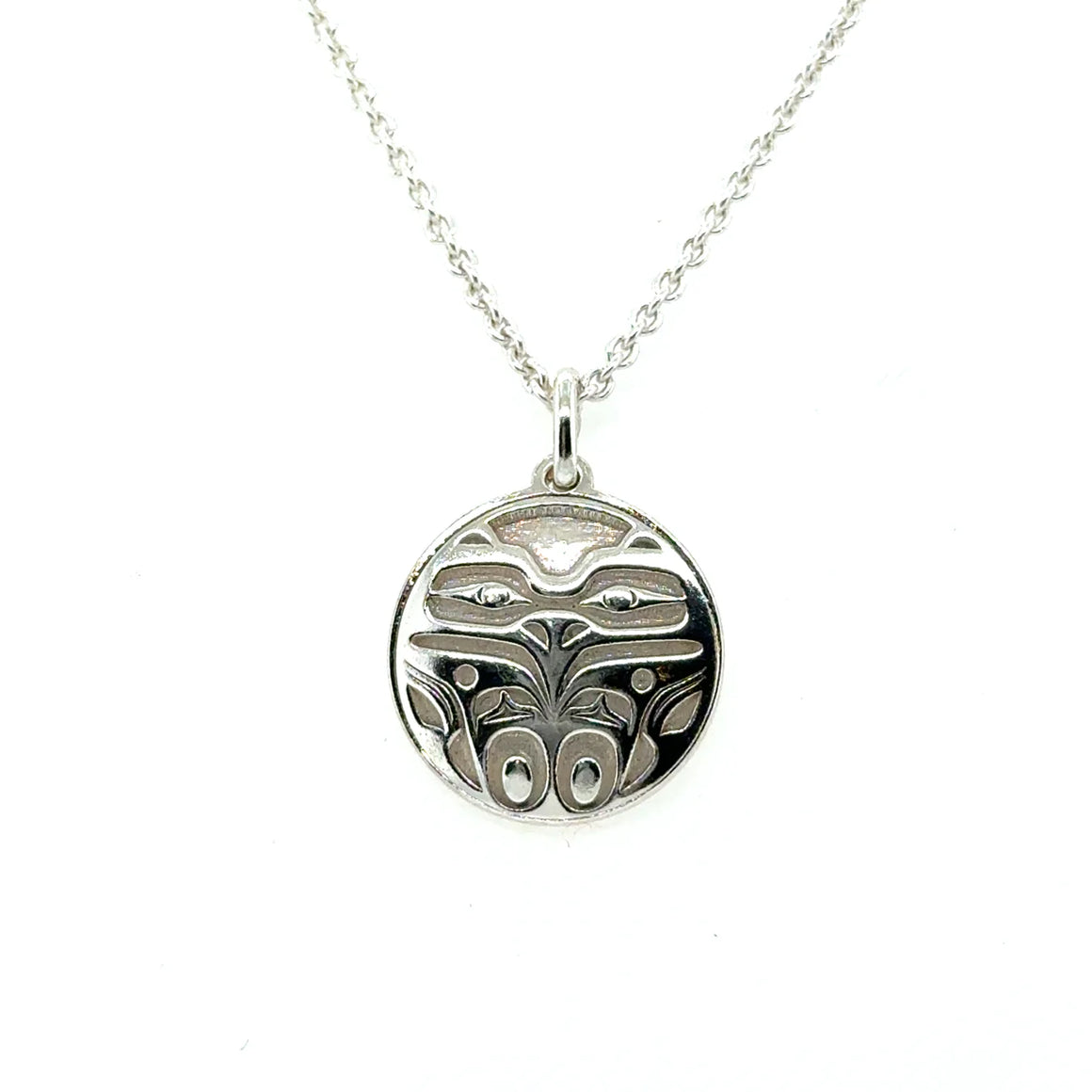 Eagle Front Pendant - Sterling Silver - Round - Mini - 15mm