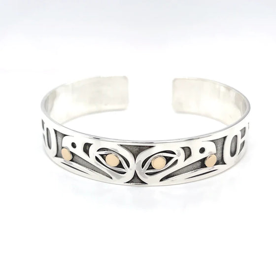 Split Raven 1/2" Bracelet - Sterling Silver & 14k Gold