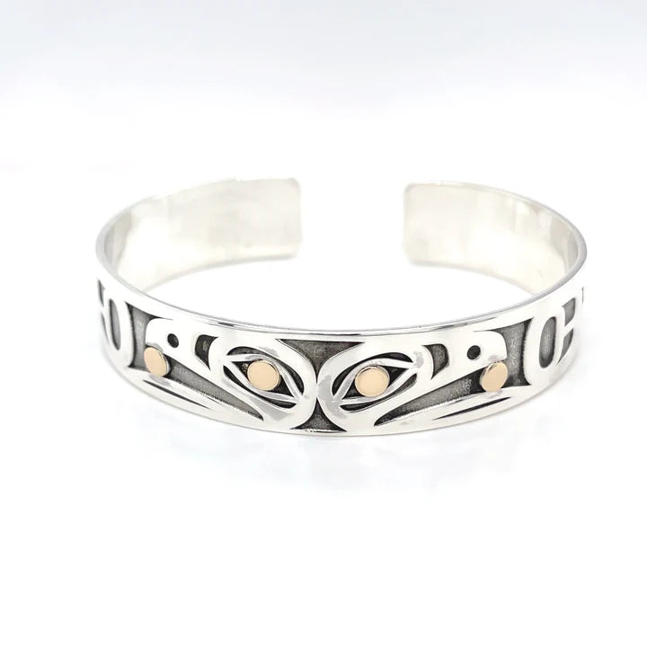 Split Raven 1/2" Bracelet - Sterling Silver & 14k Gold