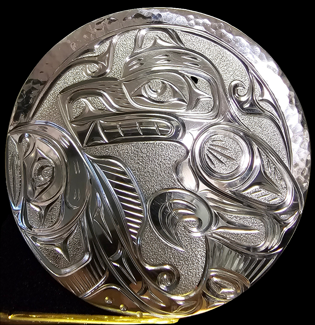 Bear & Salmon Silver Pendent