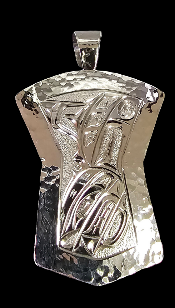 Orca Shield Silver Pendant by Joe Descoteaux