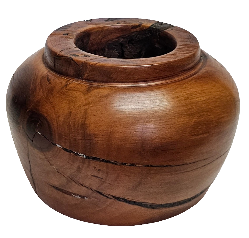 Cherry Wood Round Vase