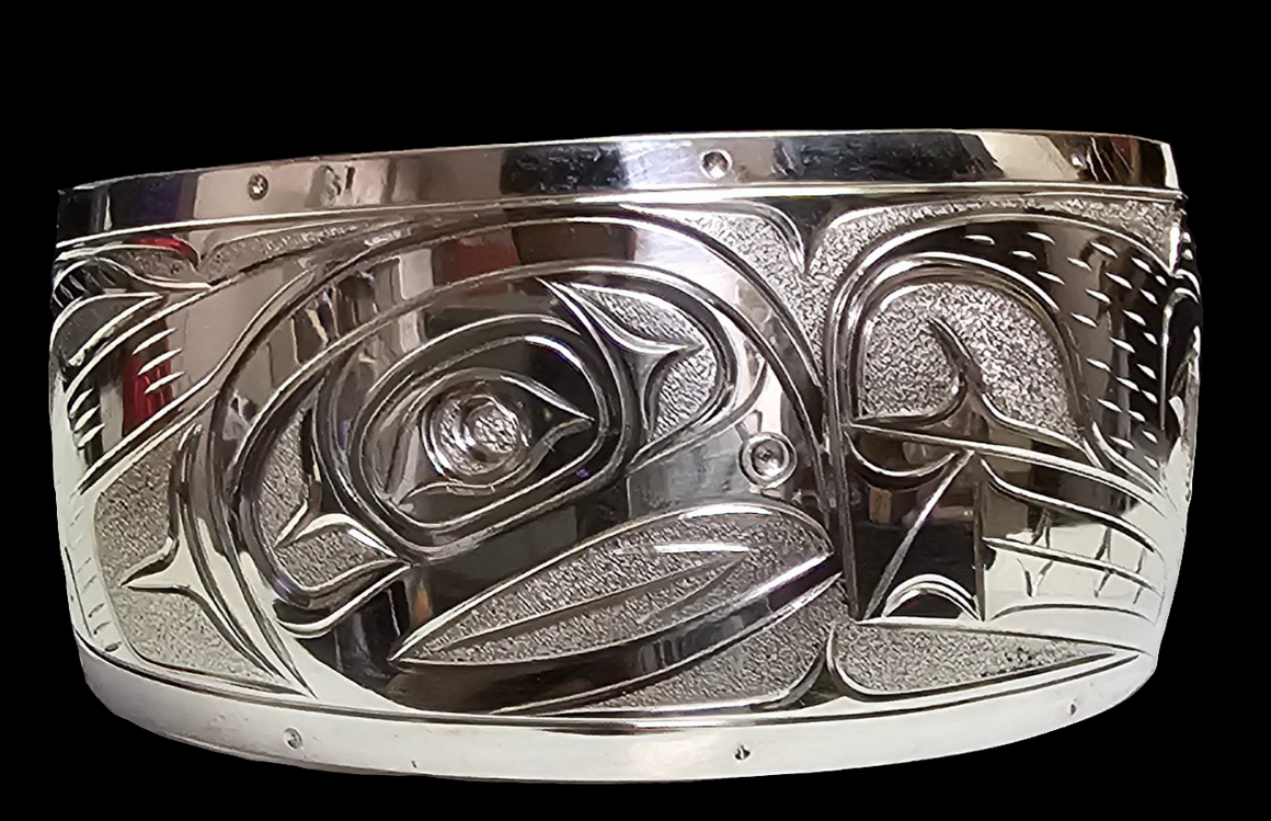 Men's Bear & Salmon Bracelet by Joe Descoteaux