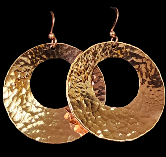 Large Circle with Punch Copper Earrings by Devin Wadhams-Descoteaux