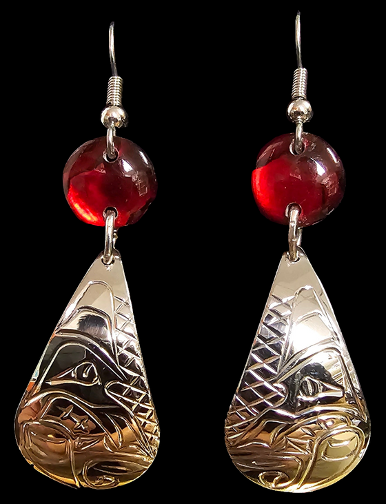 Wolf Red Abalone Shell Tear Drop