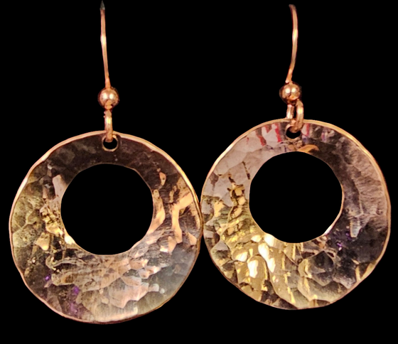 Small Circle with Punch Copper Earrings by Devin Wadhams-Descoteaux