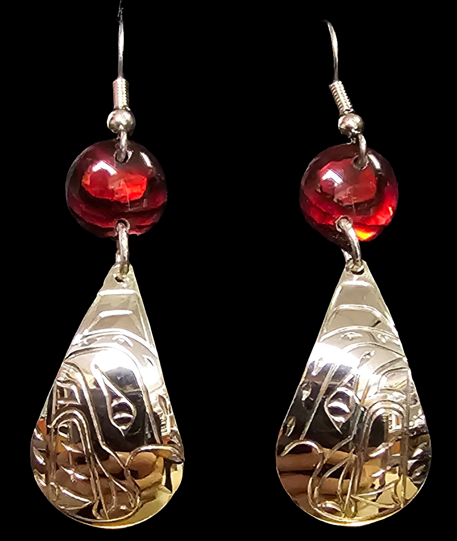 Grizzly Bear Tear Drop Abalone Shell Earrings