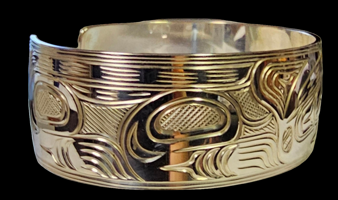 Wolf 3/4" Silver Bracelet by Liam Baker