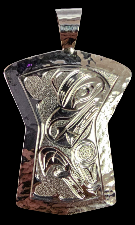 Bear Silver Shield Pendant by Joe Descoteaux