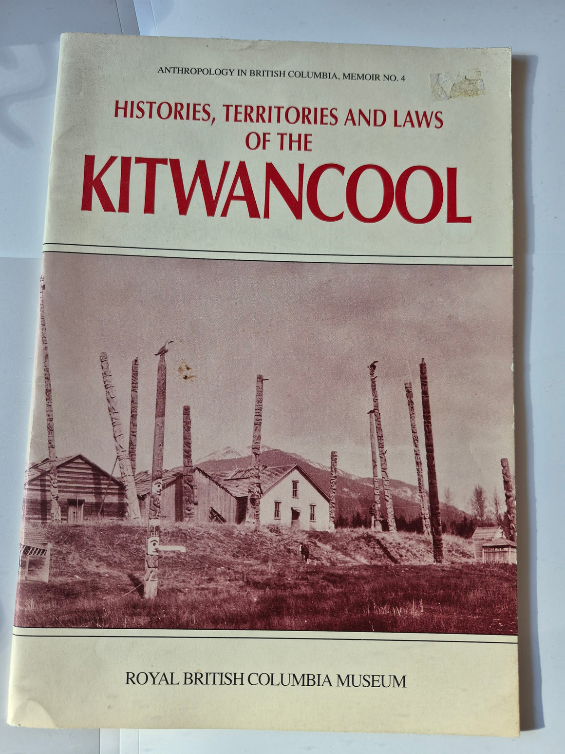Histories, Territories and Laws of the Kitwancool by Wilson Duff, published as Memoir No. 4 in the Anthropology in British Columbia series by the Royal British Columbia Museum.