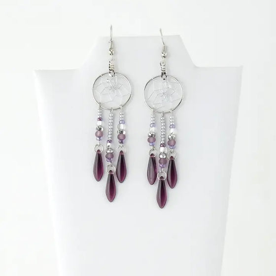 .75" Dream Catcher Earrings - Amethyst