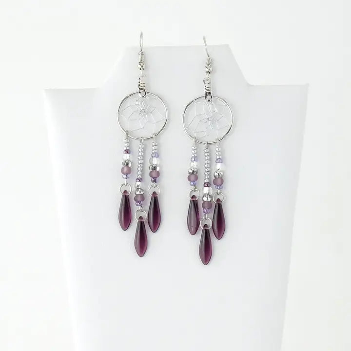 Dream Catcher Earrings - Amethyst .75"