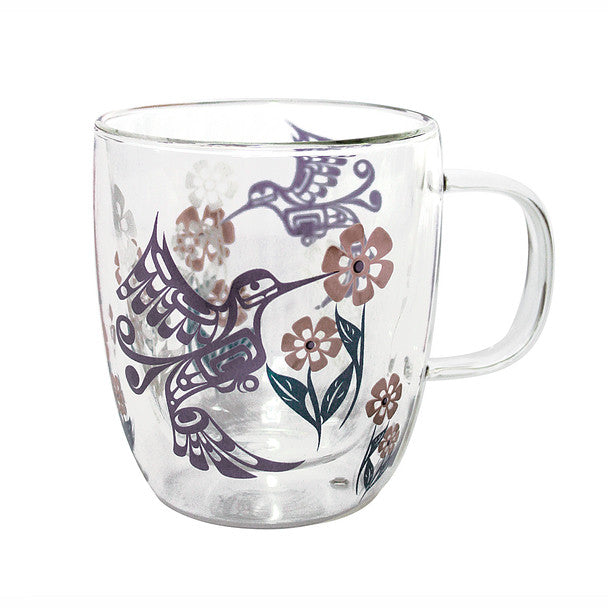 Double Walled Glass Mug Hummingbird