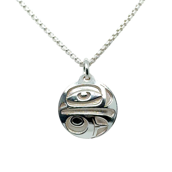 Eagle Pendant - Sterling Silver - Round - Mini - 15mm