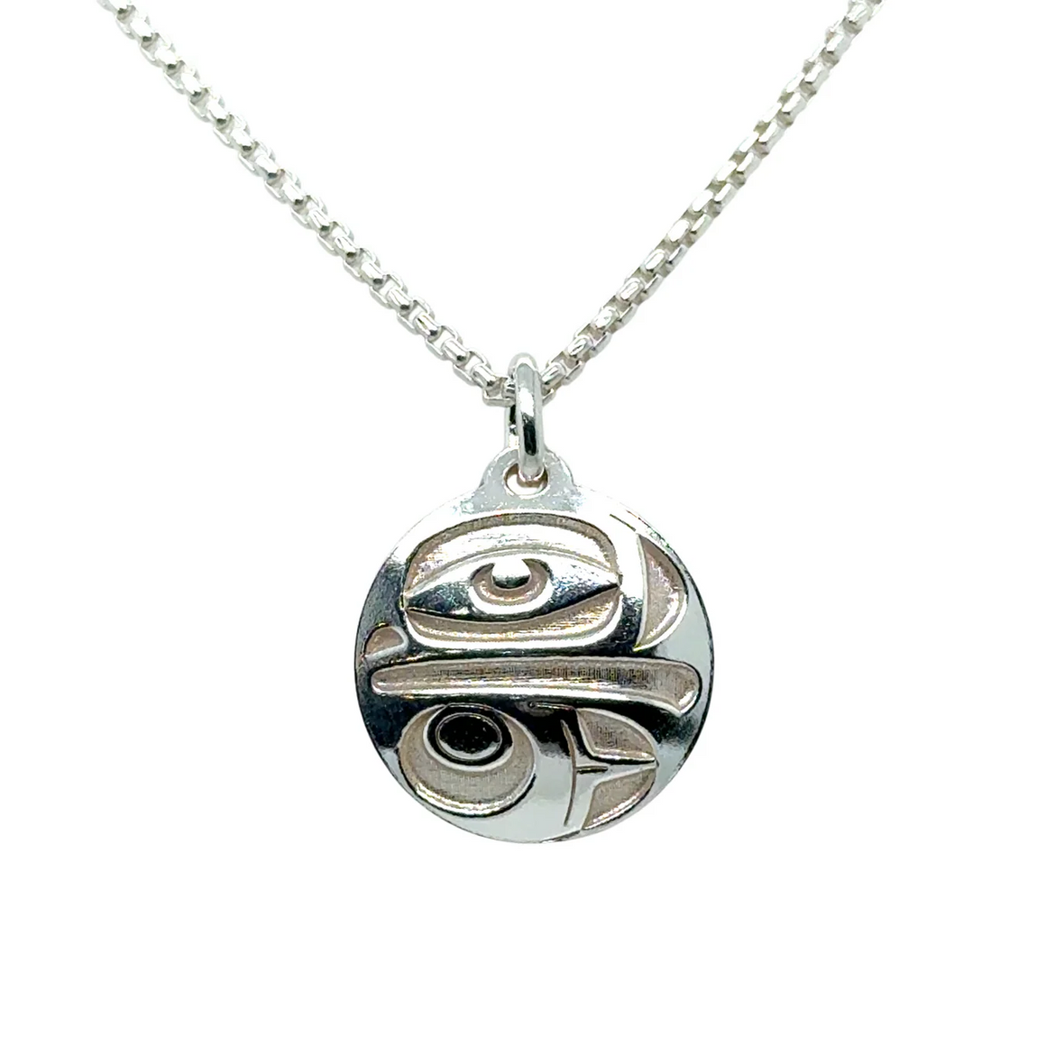 Eagle Pendant - Sterling Silver - Round - Mini - 15mm