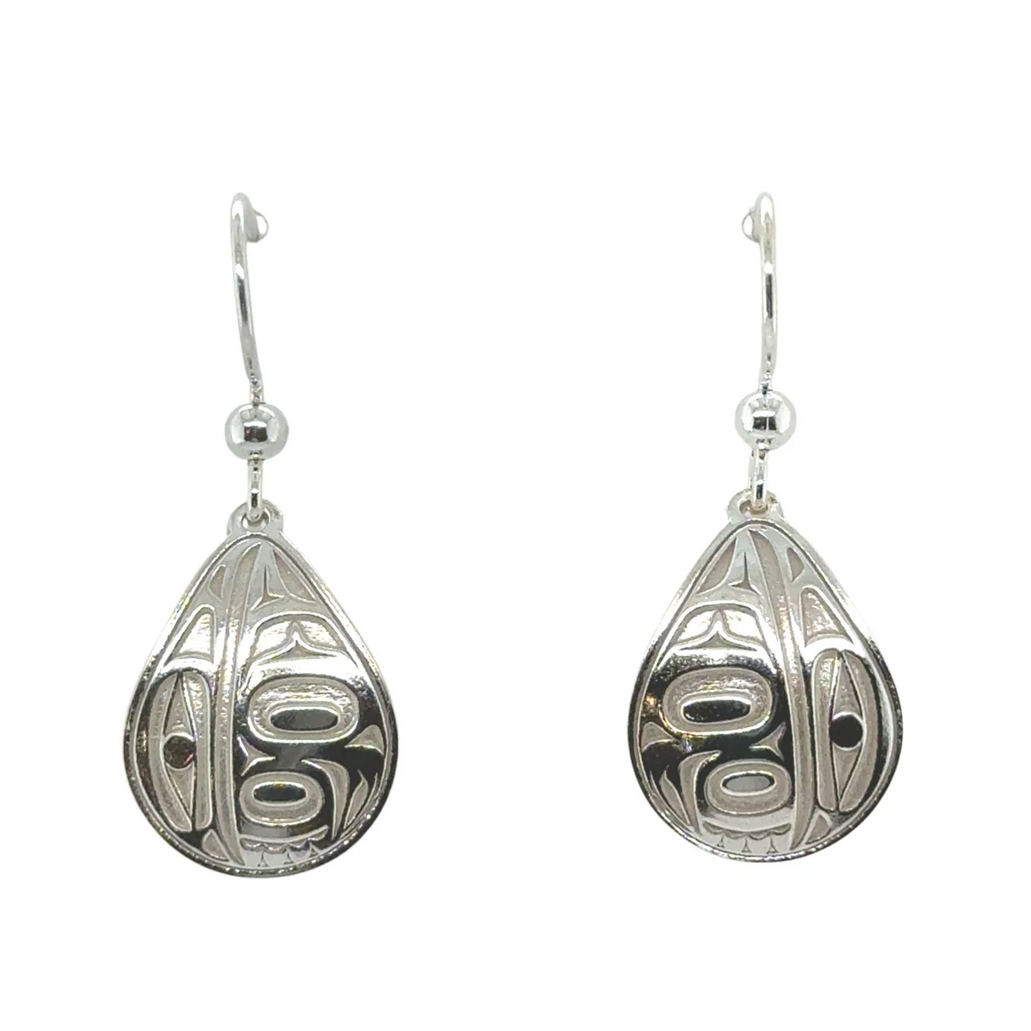 Raven Earrings - Sterling Silver - Drop - Teardrop - 19mm
