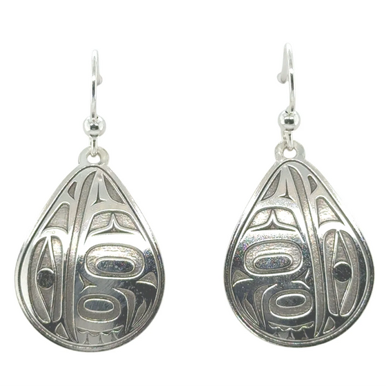 Raven Earrings - Sterling Silver - Drop - Teardrop - 28mm