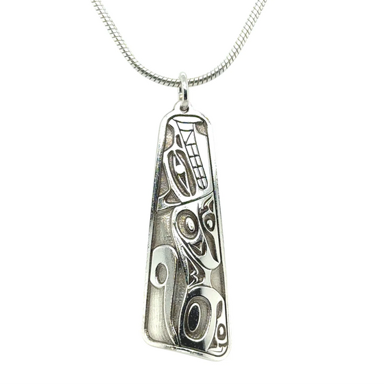 Pendant - Sterling Silver - Triangle - Wolf - 38mm