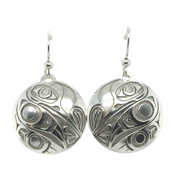 Hummingbird Earrings - Sterling Silver - Drop - Round - 25mm