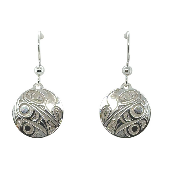 Hummingbird Earrings - Sterling Silver - Drop - Round - 15mm