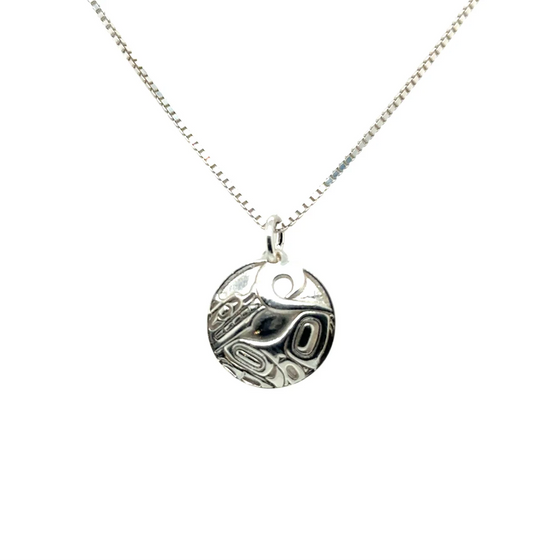Wolf Pendant - Sterling Silver - Round - Mini - 15mm