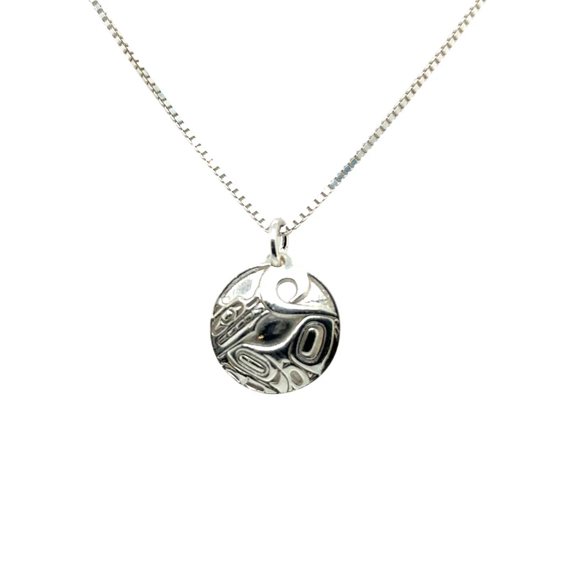 Wolf Pendant - Sterling Silver - Round - Mini - 15mm