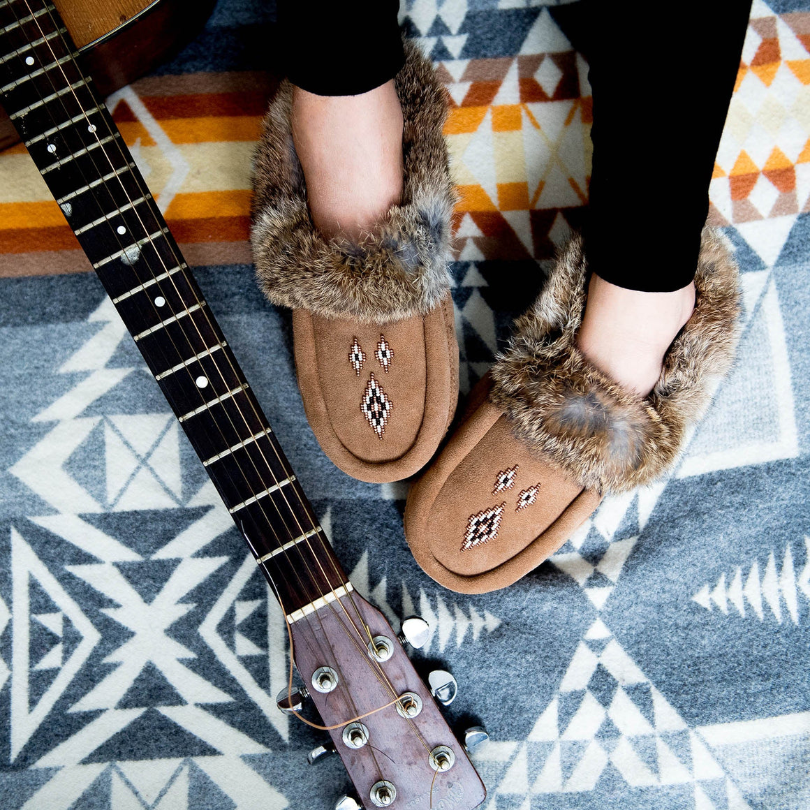 Tipi Suede Moccasin Slippers Oak