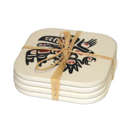 Running Raven Bamboo Coasters