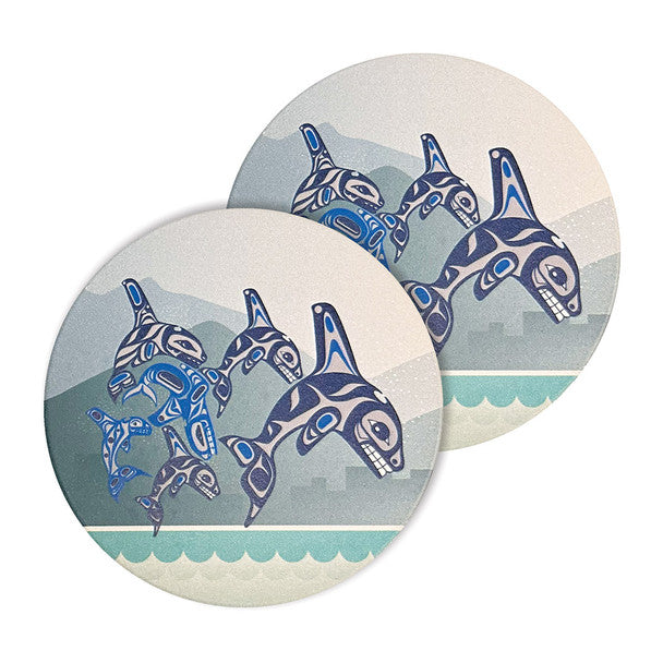 Orca Family Ceramic Coasters