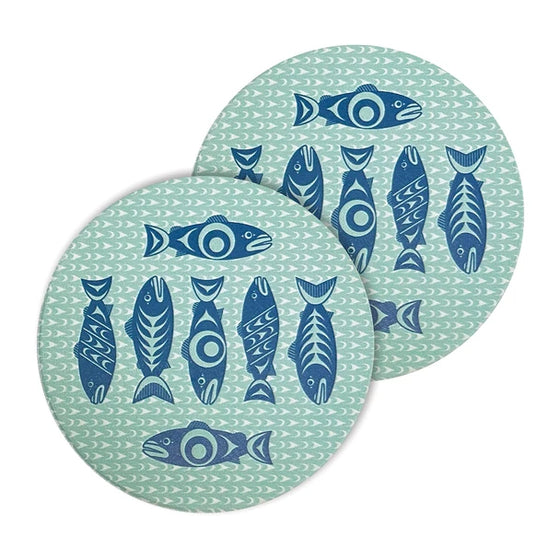 Salmon in the Wild Ceramic Coaster