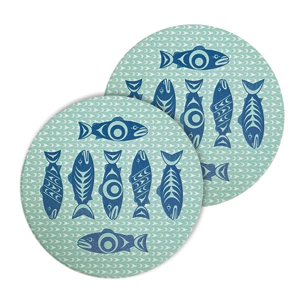 Salmon in the Wild Ceramic Coaster
