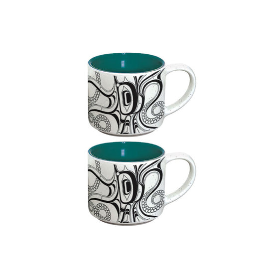 Ceramic Espresso Mugs 2pk - Octopus