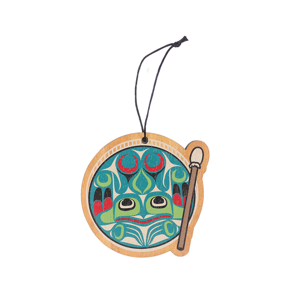 Wood Ornament - Frog Drum