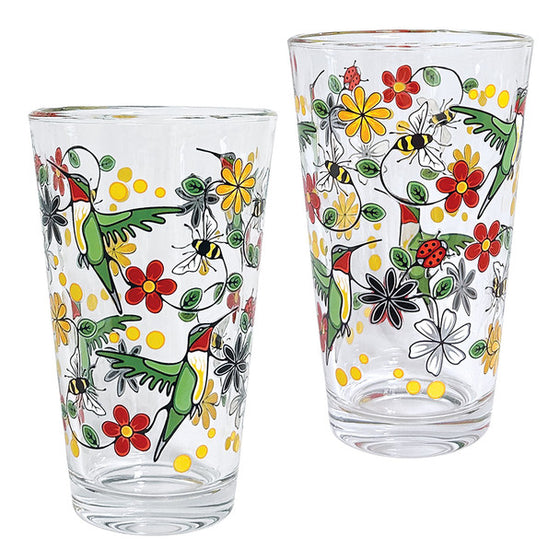 Printed Glass Tumblers - Hummingbird