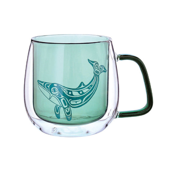 Double Walled Coloured Glass Mug - Humpback Whale