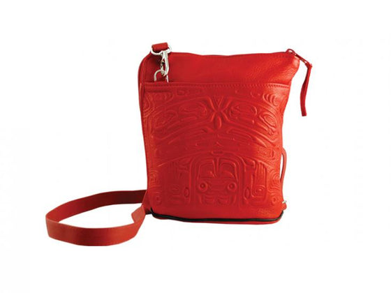 Bear Box Deer Leather Cross Body Bag - Red