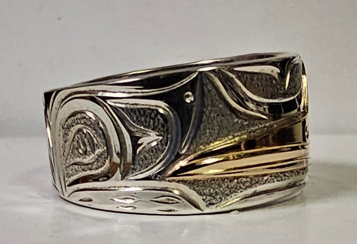 Hummingbird Silver Gold ring 3/8