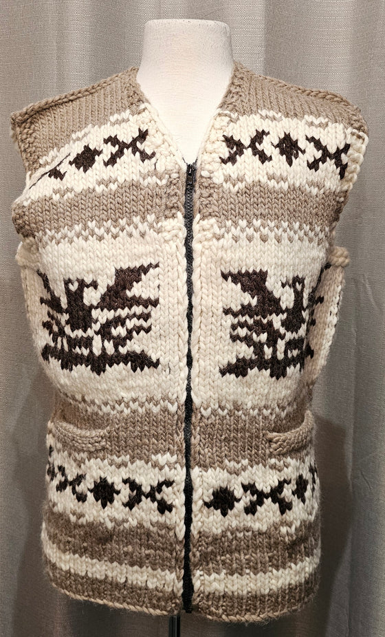 Light Grey Eagle Design Cowichan Vest Chest 42"
