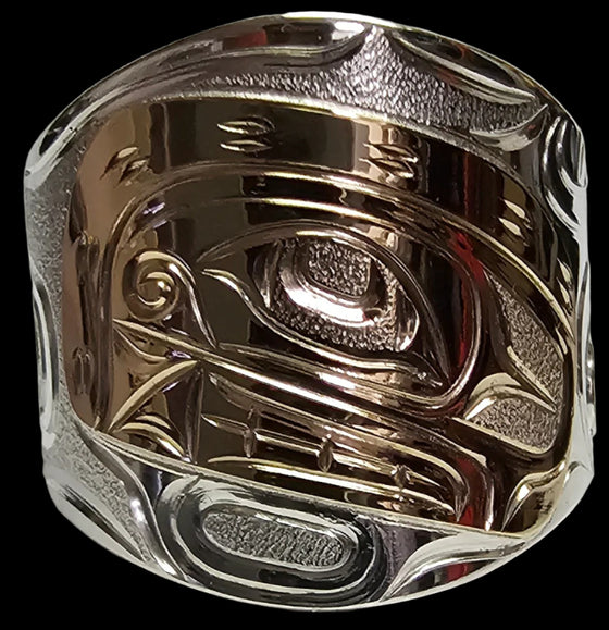 Orca 7/8" Silver Gold Ring Size 11 by Joe Descoteax