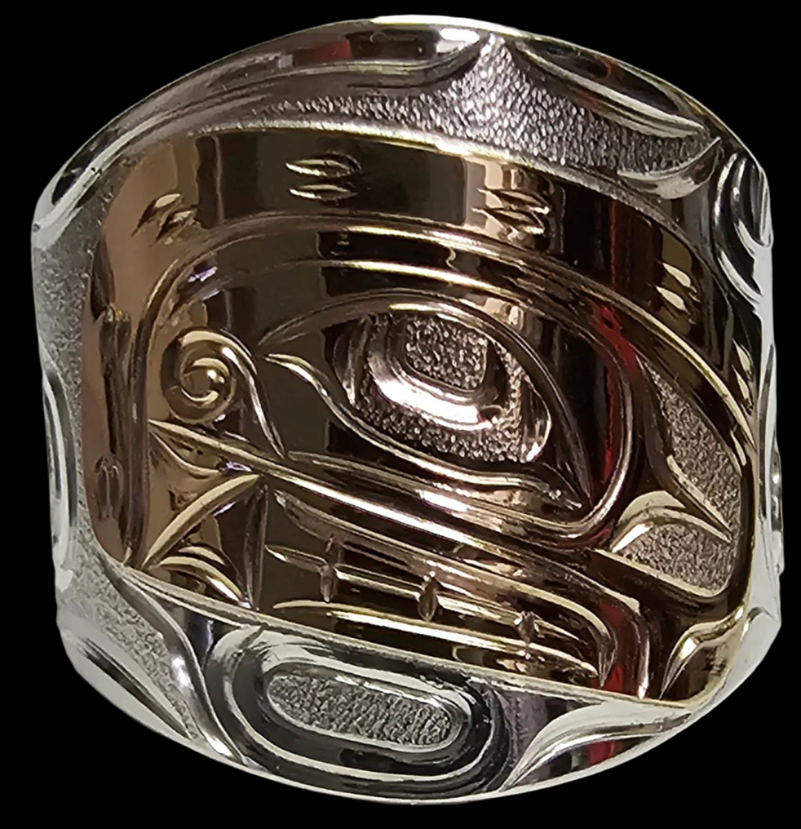 Orca 7/8" Silver Gold Ring Size 11 by Joe Descoteax