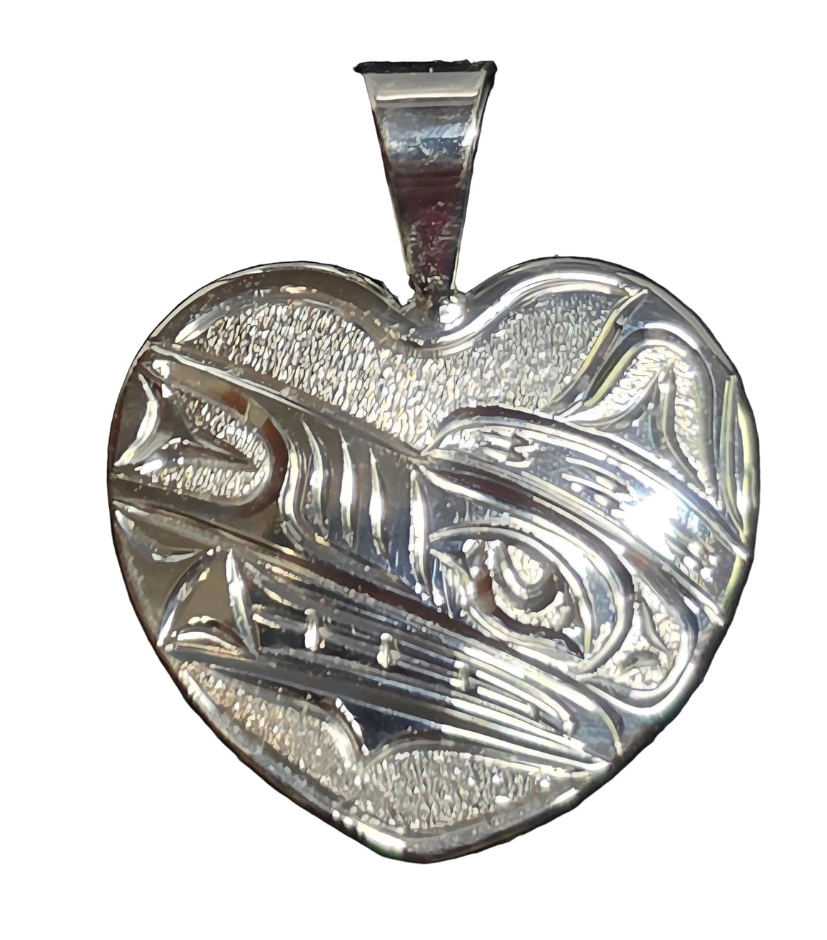 Silver Heart Wolf Pendant