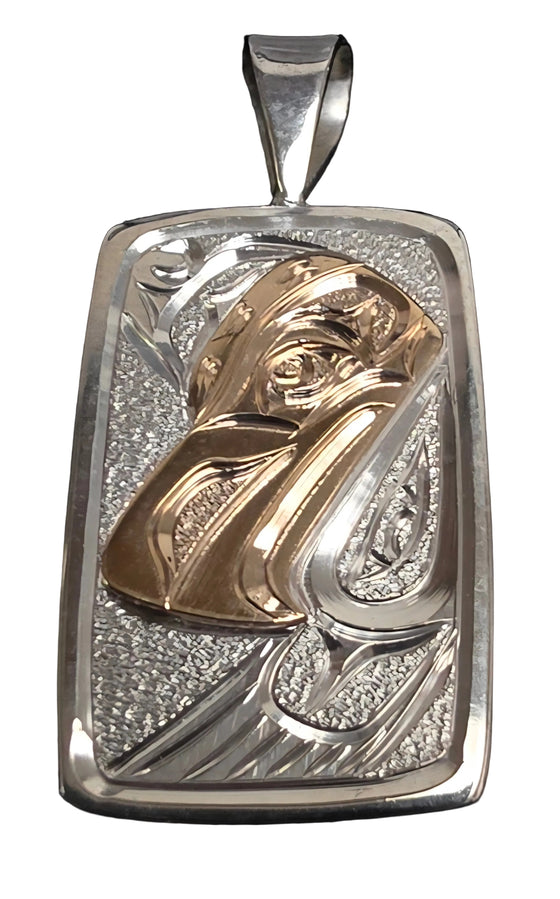 Eagle Silver Gold Pendant by Joe Descoteaux