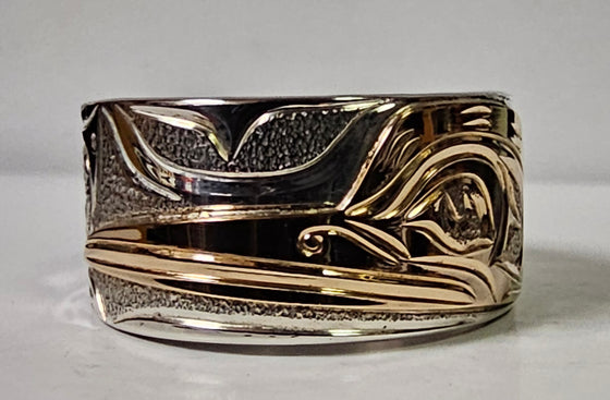 Hummingbird Silver Gold ring 3/8
