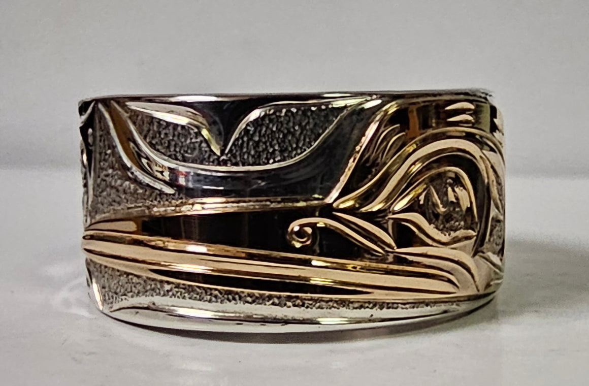 Hummingbird Silver Gold ring 3/8