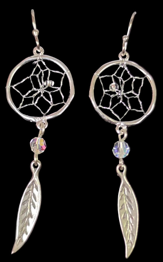Steorra .75" Dream Catcher Swarovski Earrings
