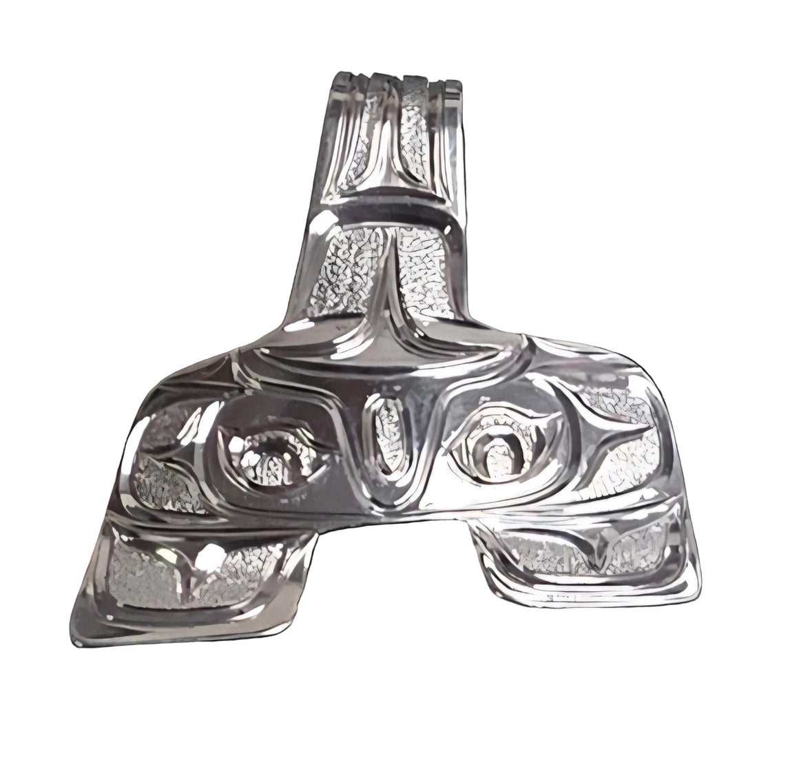 Silver Orca Tale Cutout Pendant by Joe Descoteaux