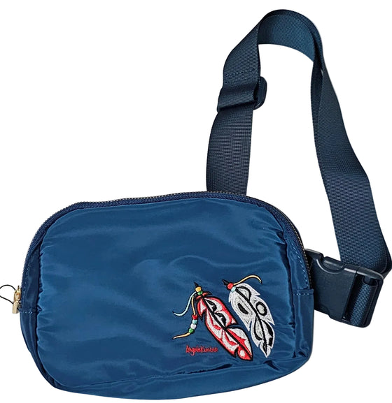 Feather Design Embroidered Hip Pack