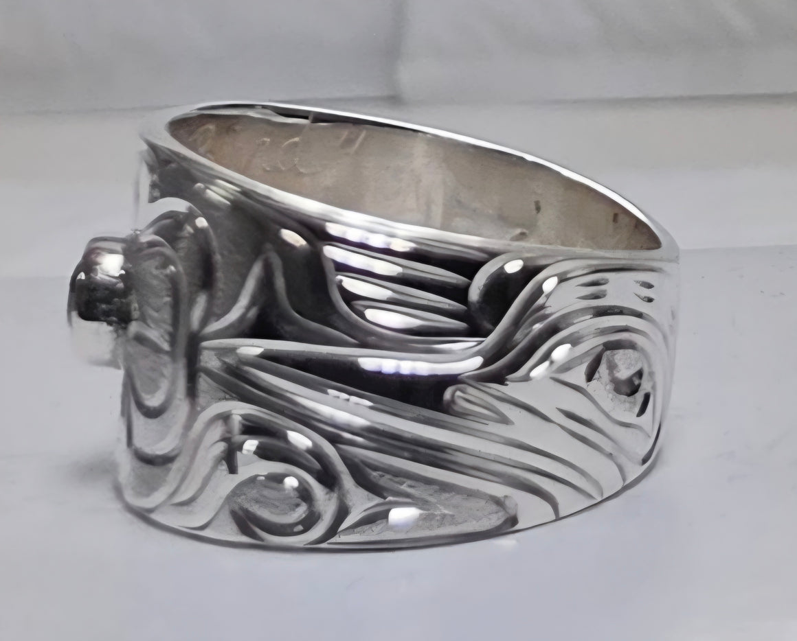 Hummingbird Silver with Pink Tourmaline Gem 1/2" Ring Size 7